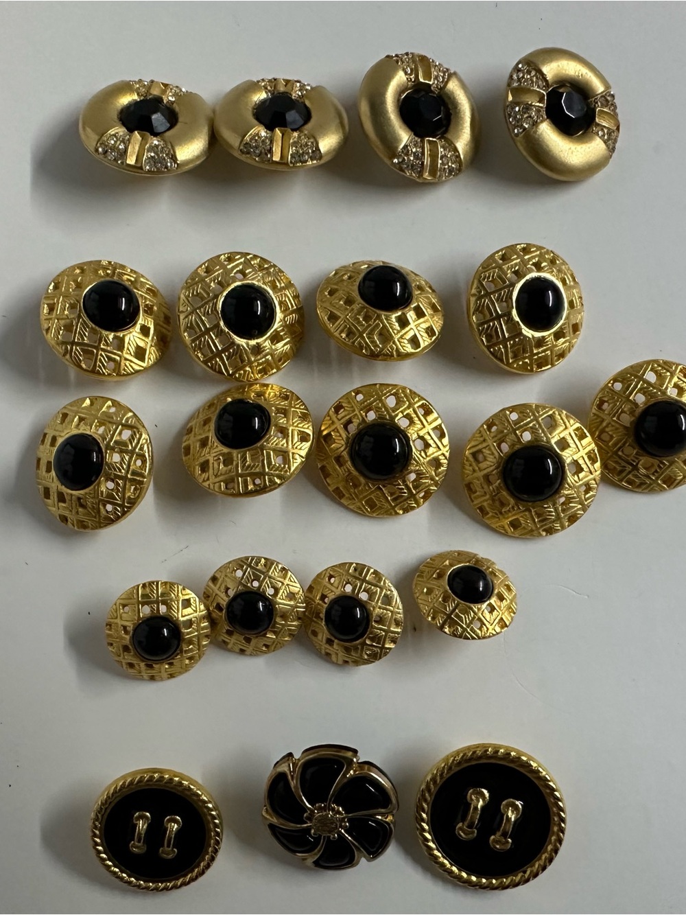 Gold and Black Fashion Button Earrings - Elegant Round Design
